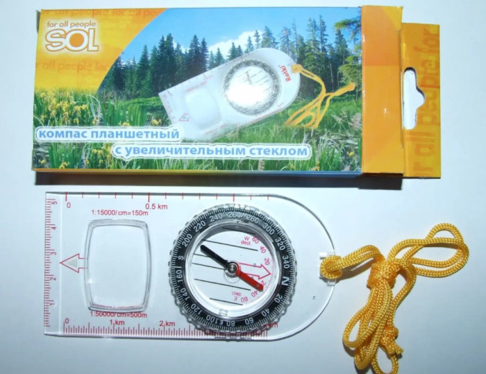 Компас планшетный Sol с увеличительным стеклом  