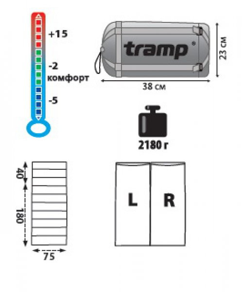 Спальный мешок Tramp NightLife, TRS-011.06, правый  