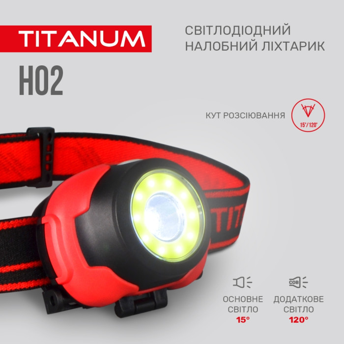 Налобный светодиодный фонарик TITANUM TLF-H02 100Lm 6500K  