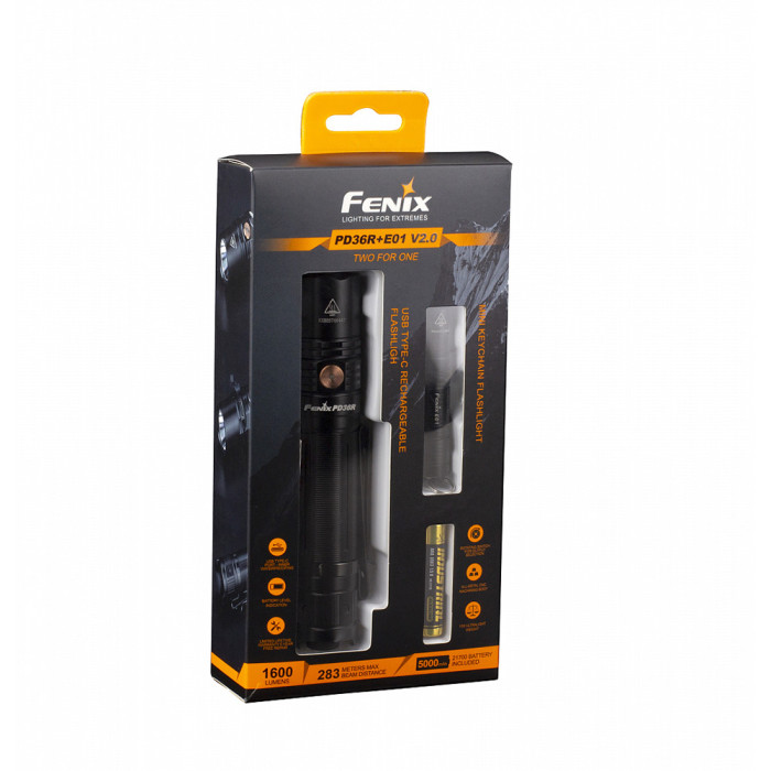Подарочный набор: ручной фонарь Fenix PD36R+ ручной фонарь Fenix E01 V2.0  