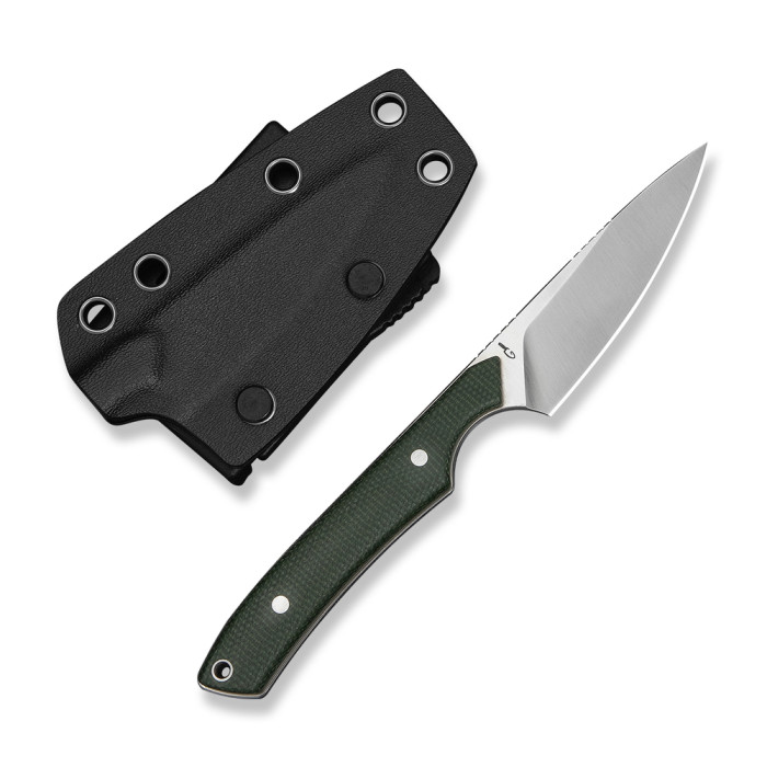 Нож фиксированный карманный Civivi High Grass Field Knife (7,4 см) 14C28N / Micarta зеленый с чехлом  