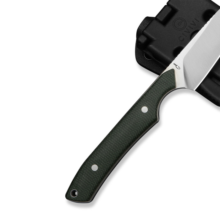 Нож фиксированный карманный Civivi High Grass Field Knife (7,4 см) 14C28N / Micarta зеленый с чехлом  