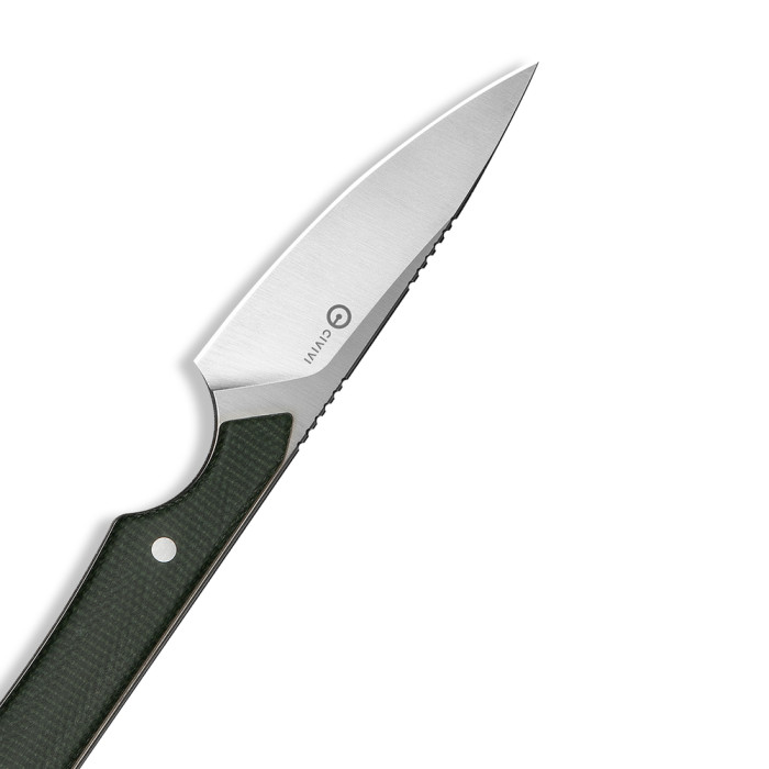 Нож фиксированный карманный Civivi High Grass Field Knife (7,4 см) 14C28N / Micarta зеленый с чехлом  